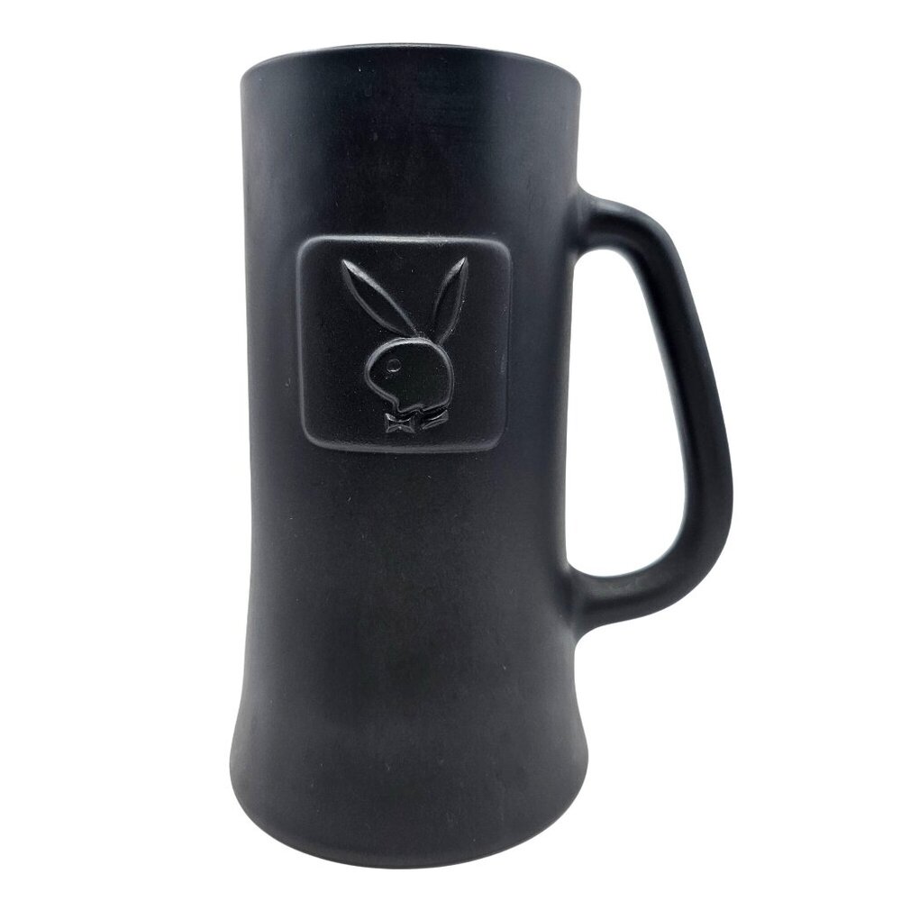 Playboy Bunny Logo Frosted Glass Black Vintage 60/70s Beer Mug Stein Tankard